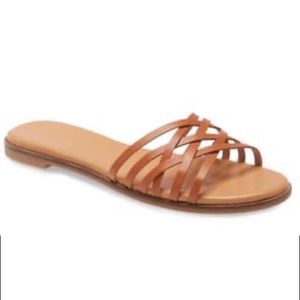 Madewell “Tracie” brown leather slide sandals